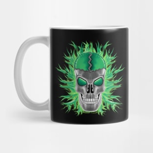 Green Skull with Flames Mug